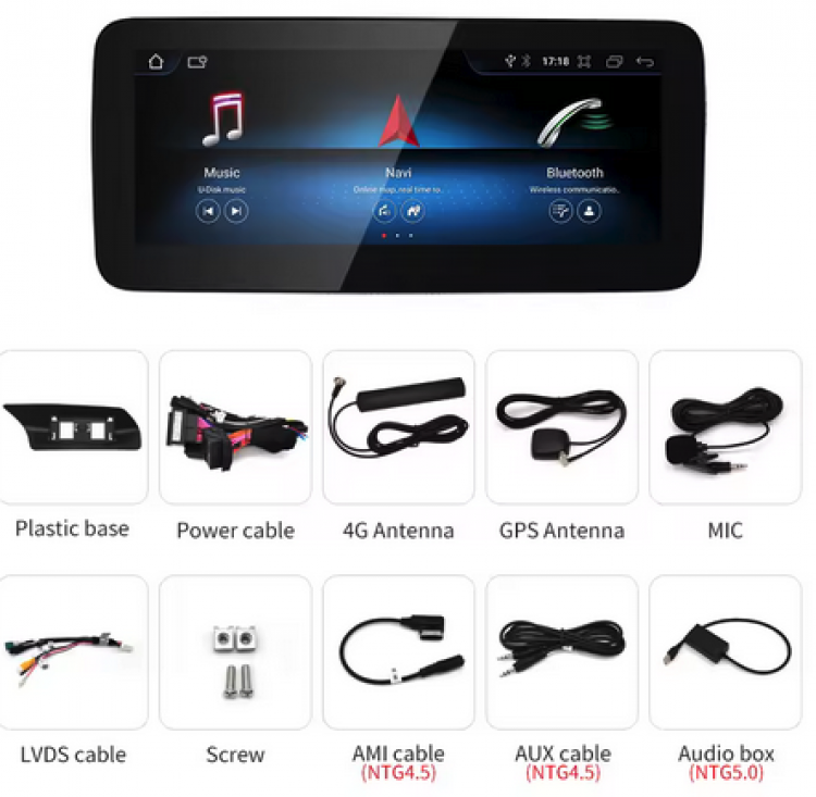 10,25 NTG 4.5 A207 W207 s207 Android 14 Touchscreen GPS Navi mit CarPlay & Android Auto